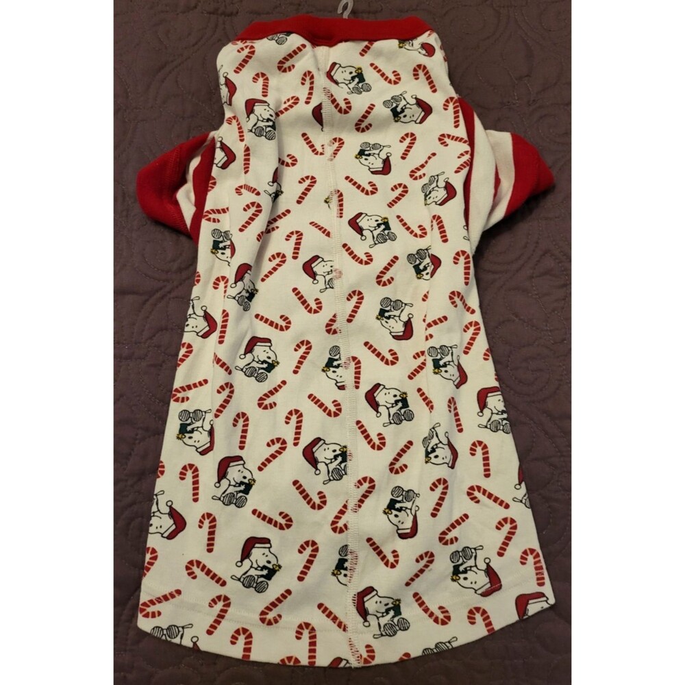 Peanuts Pet Pajamas Christmas Candy Cane Snoopy Dog Knit Norma Anderson Organic
